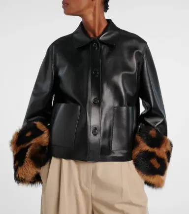 Loewe Shearling-trimmed leather jacket | Thumbnail 5 Loewe Shearling-trimmed leather jacket | Thumbnail 5