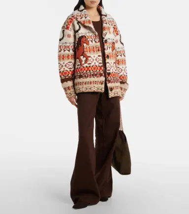 Stella McCartney Intarsia oversized virgin wool cardigan | Thumbnail 2 Stella McCartney Intarsia oversized virgin wool cardigan | Thumbnail 2