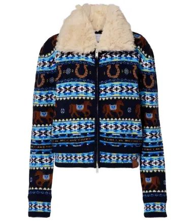 Stella McCartney Intarsia virgin wool zip-up cardigan | Thumbnail 1 Stella McCartney Intarsia virgin wool zip-up cardigan | Thumbnail 1
