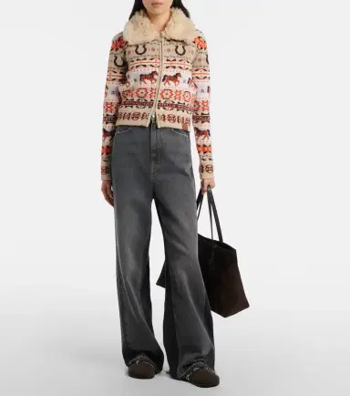 Stella McCartney Intarsia virgin wool zip-up cardigan | Thumbnail 3 Stella McCartney Intarsia virgin wool zip-up cardigan | Thumbnail 3