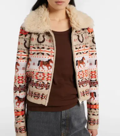 Stella McCartney Intarsia virgin wool zip-up cardigan | Thumbnail 4 Stella McCartney Intarsia virgin wool zip-up cardigan | Thumbnail 4