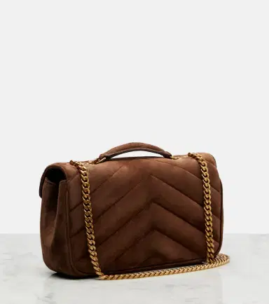 Saint Laurent Loulou Small matelassé suede shoulder bag | Thumbnail 3 Saint Laurent Loulou Small matelassé suede shoulder bag | Thumbnail 3