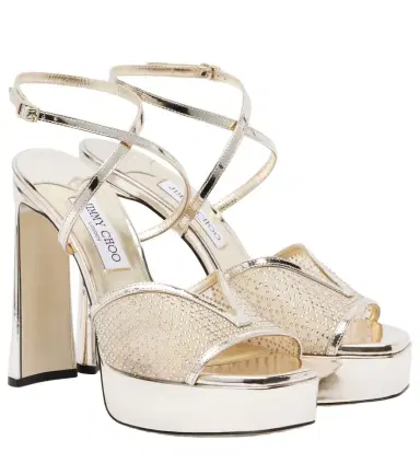 Jimmy Choo Karli 125 mesh and leather platform sandals | Thumbnail 1 Jimmy Choo Karli 125 mesh and leather platform sandals | Thumbnail 1
