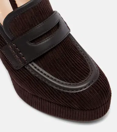 Gianvito Rossi Leather-trimmed corduroy loafer pumps | Thumbnail 2 Gianvito Rossi Leather-trimmed corduroy loafer pumps | Thumbnail 2