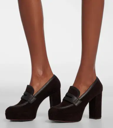 Gianvito Rossi Leather-trimmed corduroy loafer pumps | Thumbnail 5 Gianvito Rossi Leather-trimmed corduroy loafer pumps | Thumbnail 5