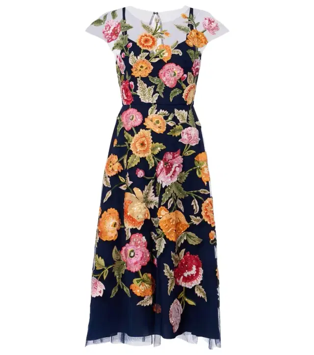 Floral sequined tulle midi dress Floral sequined tulle midi dress