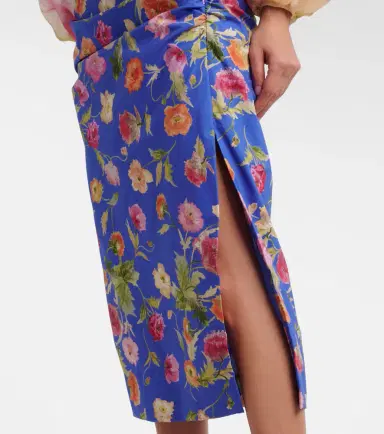 Carolina Herrera Floral ruched cotton-blend midi skirt | Thumbnail 3 Carolina Herrera Floral ruched cotton-blend midi skirt | Thumbnail 3