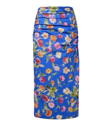 Carolina Herrera Floral ruched cotton-blend midi skirt | Thumbnail 1 Carolina Herrera Floral ruched cotton-blend midi skirt | Thumbnail 1