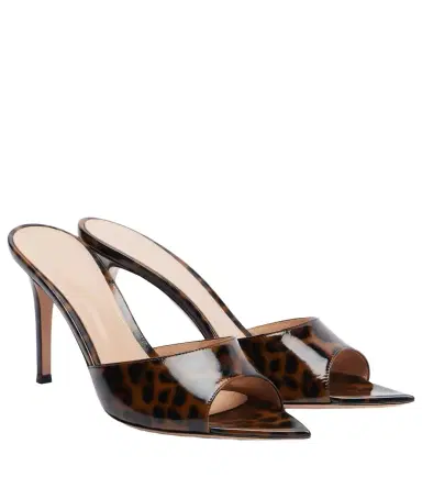 Gianvito Rossi Elle 85 leopard-print patent leather sandals | Thumbnail 1 Gianvito Rossi Elle 85 leopard-print patent leather sandals | Thumbnail 1