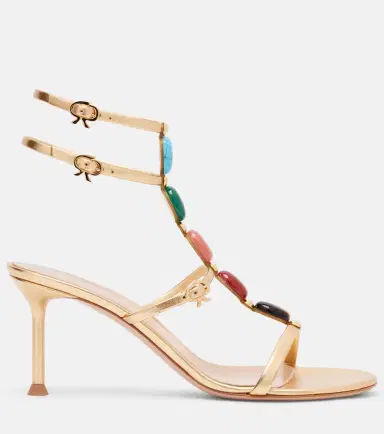 Gianvito Rossi Embellished metallic leather sandals | Thumbnail 3 Gianvito Rossi Embellished metallic leather sandals | Thumbnail 3