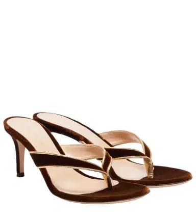 Gianvito Rossi Calypso 70 velvet thong sandals | Thumbnail 1 Gianvito Rossi Calypso 70 velvet thong sandals | Thumbnail 1