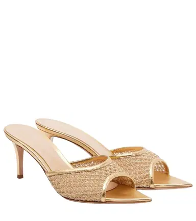 Gianvito Rossi Dorotea metallic leather-trimmed mules | Thumbnail 1 Gianvito Rossi Dorotea metallic leather-trimmed mules | Thumbnail 1