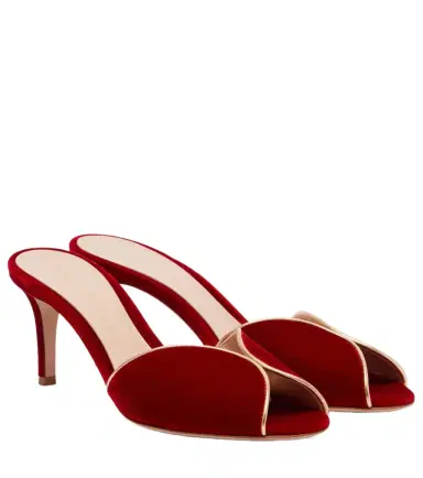 Gianvito Rossi 70 leather-trimmed velvet mules | Thumbnail 1 Gianvito Rossi 70 leather-trimmed velvet mules | Thumbnail 1