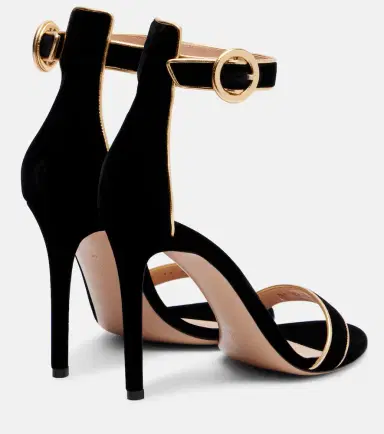 Gianvito Rossi 105 leather-trimmed velvet sandals | Thumbnail 2 Gianvito Rossi 105 leather-trimmed velvet sandals | Thumbnail 2