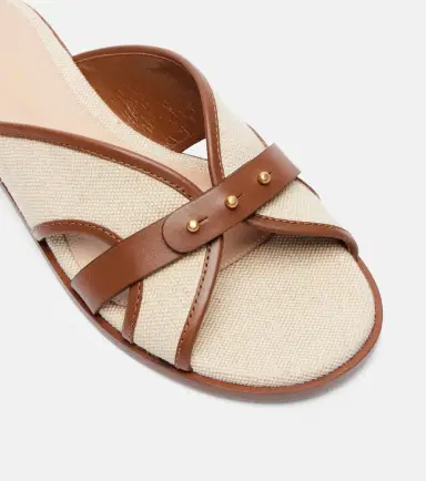 Gianvito Rossi Paros leather-trimmed canvas slides | Thumbnail 2 Gianvito Rossi Paros leather-trimmed canvas slides | Thumbnail 2