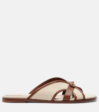 Gianvito Rossi Paros leather-trimmed canvas slides | Thumbnail 3 Gianvito Rossi Paros leather-trimmed canvas slides | Thumbnail 3
