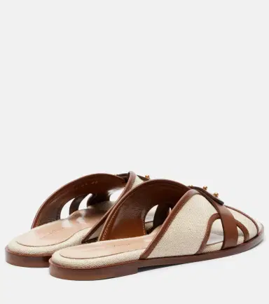 Gianvito Rossi Paros leather-trimmed canvas slides | Thumbnail 4 Gianvito Rossi Paros leather-trimmed canvas slides | Thumbnail 4