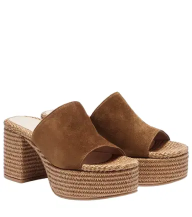 Gianvito Rossi Suede platform espadrille mules | Thumbnail 1 Gianvito Rossi Suede platform espadrille mules | Thumbnail 1