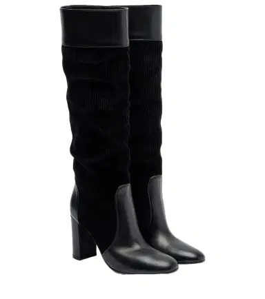 Gianvito Rossi Sheffield leather and corduroy knee-high boots | Thumbnail 1 Gianvito Rossi Sheffield leather and corduroy knee-high boots | Thumbnail 1