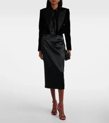 Dolce & Gabbana Cropped cotton-blend velvet blazer | Thumbnail 2 Dolce & Gabbana Cropped cotton-blend velvet blazer | Thumbnail 2
