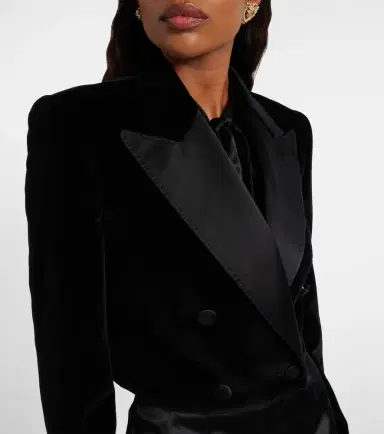 Dolce & Gabbana Cropped cotton-blend velvet blazer | Thumbnail 3 Dolce & Gabbana Cropped cotton-blend velvet blazer | Thumbnail 3