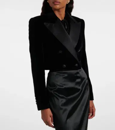 Dolce & Gabbana Cropped cotton-blend velvet blazer | Thumbnail 6 Dolce & Gabbana Cropped cotton-blend velvet blazer | Thumbnail 6