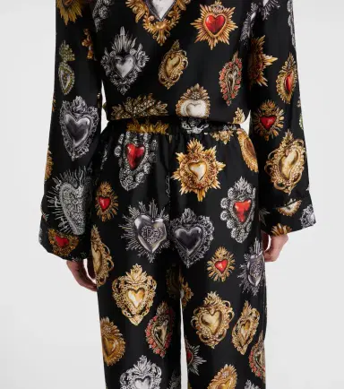 Dolce & Gabbana Devotion silk twill palazzo pants | Thumbnail 3 Dolce & Gabbana Devotion silk twill palazzo pants | Thumbnail 3