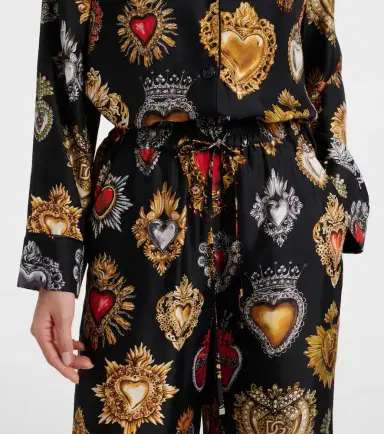 Dolce & Gabbana Devotion silk twill palazzo pants | Thumbnail 4 Dolce & Gabbana Devotion silk twill palazzo pants | Thumbnail 4