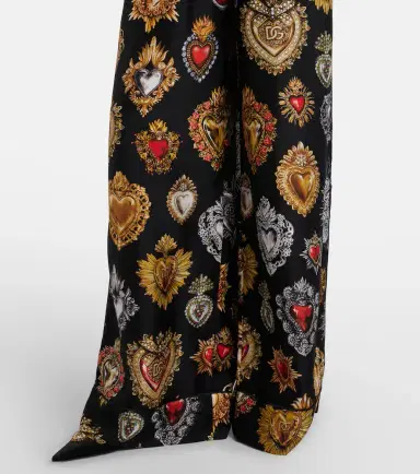 Dolce & Gabbana Devotion silk twill palazzo pants | Thumbnail 5 Dolce & Gabbana Devotion silk twill palazzo pants | Thumbnail 5
