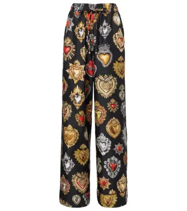 Dolce & Gabbana Devotion silk twill palazzo pants | Thumbnail 1 Dolce & Gabbana Devotion silk twill palazzo pants | Thumbnail 1