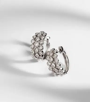 Anita Ko Three Row 18kt white gold huggie earrings with diamonds | Thumbnail 5 Anita Ko Three Row 18kt white gold huggie earrings with diamonds | Thumbnail 5