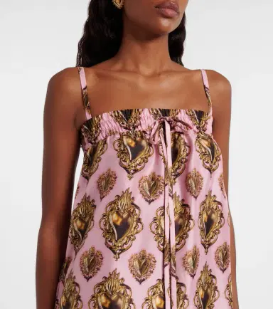Dolce & Gabbana Feather-trimmed printed silk minidress | Thumbnail 2 Dolce & Gabbana Feather-trimmed printed silk minidress | Thumbnail 2