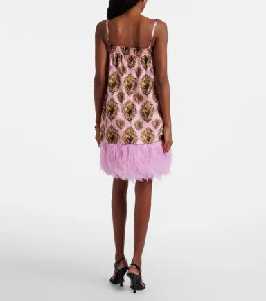 Dolce & Gabbana Feather-trimmed printed silk minidress | Thumbnail 5 Dolce & Gabbana Feather-trimmed printed silk minidress | Thumbnail 5