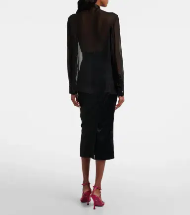 Dolce & Gabbana Floral-appliqué sheer silk blouse | Thumbnail 4 Dolce & Gabbana Floral-appliqué sheer silk blouse | Thumbnail 4