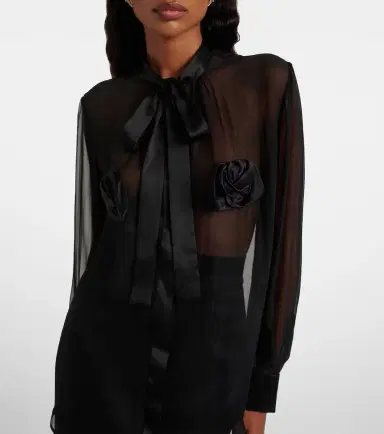 Dolce & Gabbana Floral-appliqué sheer silk blouse | Thumbnail 5 Dolce & Gabbana Floral-appliqué sheer silk blouse | Thumbnail 5