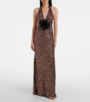 Dolce & Gabbana Floral-appliqué sequined halterneck gown | Thumbnail 2 Dolce & Gabbana Floral-appliqué sequined halterneck gown | Thumbnail 2