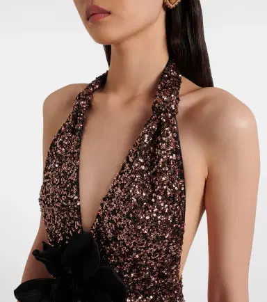 Dolce & Gabbana Floral-appliqué sequined halterneck gown | Thumbnail 3 Dolce & Gabbana Floral-appliqué sequined halterneck gown | Thumbnail 3