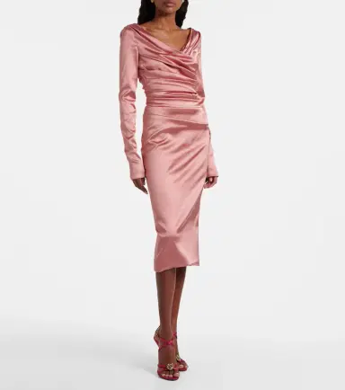 Dolce & Gabbana Draped satin midi dress | Thumbnail 4 Dolce & Gabbana Draped satin midi dress | Thumbnail 4