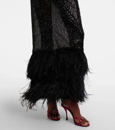 Dolce & Gabbana Feather-trimmed sequined sheer gown | Thumbnail 3 Dolce & Gabbana Feather-trimmed sequined sheer gown | Thumbnail 3