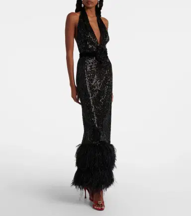Dolce & Gabbana Feather-trimmed sequined sheer gown | Thumbnail 5 Dolce & Gabbana Feather-trimmed sequined sheer gown | Thumbnail 5