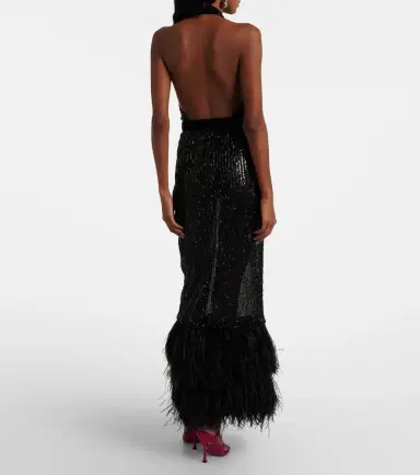 Dolce & Gabbana Feather-trimmed sequined sheer gown | Thumbnail 7 Dolce & Gabbana Feather-trimmed sequined sheer gown | Thumbnail 7