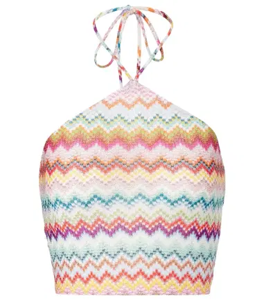 Missoni Zigzag halterneck lamé crop top | Thumbnail 1 Missoni Zigzag halterneck lamé crop top | Thumbnail 1