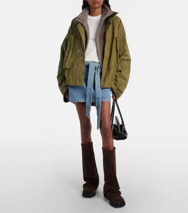 The Attico Leather-trimmed cotton jacket | Thumbnail 6 The Attico Leather-trimmed cotton jacket | Thumbnail 6