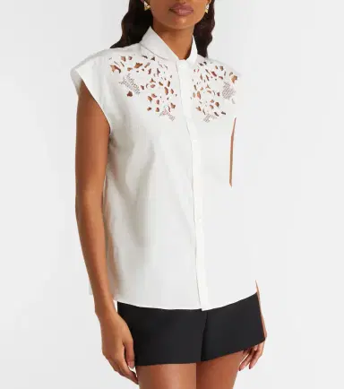 Valentino Guipure lace-trimmed cotton poplin shirt | Thumbnail 3 Valentino Guipure lace-trimmed cotton poplin shirt | Thumbnail 3
