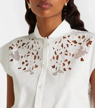 Valentino Guipure lace-trimmed cotton poplin shirt | Thumbnail 5 Valentino Guipure lace-trimmed cotton poplin shirt | Thumbnail 5