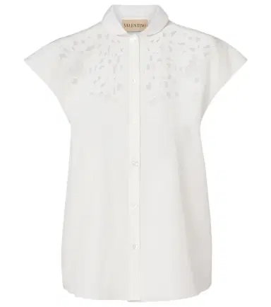 Valentino Guipure lace-trimmed cotton poplin shirt | Thumbnail 1 Valentino Guipure lace-trimmed cotton poplin shirt | Thumbnail 1