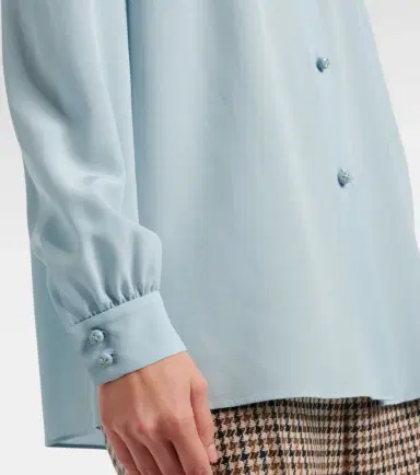 Valentino Tie-neck silk crêpe de chine shirt | Thumbnail 2 Valentino Tie-neck silk crêpe de chine shirt | Thumbnail 2