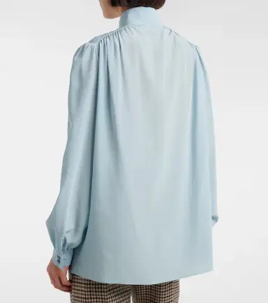 Valentino Tie-neck silk crêpe de chine shirt | Thumbnail 5 Valentino Tie-neck silk crêpe de chine shirt | Thumbnail 5