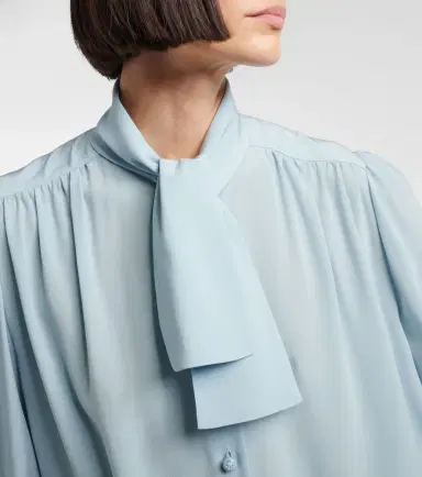 Valentino Tie-neck silk crêpe de chine shirt | Thumbnail 6 Valentino Tie-neck silk crêpe de chine shirt | Thumbnail 6