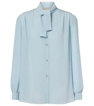 Valentino Tie-neck silk crêpe de chine shirt | Thumbnail 1 Valentino Tie-neck silk crêpe de chine shirt | Thumbnail 1
